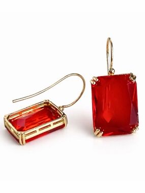 Red Glass Drop Earrings